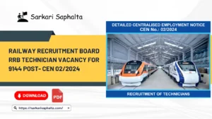 RRB Technician Vacancy for 9144 Post- CEN 022024