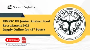 UPSSSC UP Junior Analyst Food Recruitment 2024